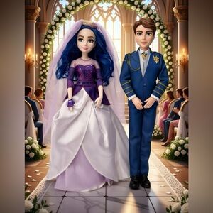 Disney Descendants Mal and Ben Dolls Royal Wedding 2 Dolls